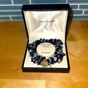 New Sterling Silver and Genuine Stone Triple Stretch Bands